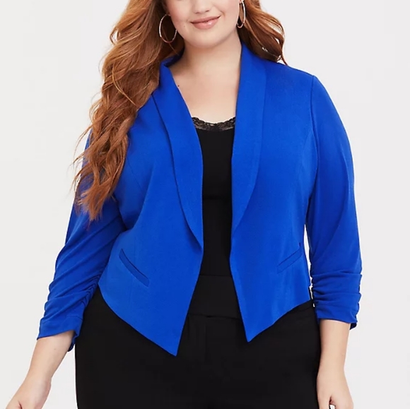 torrid Jackets & Blazers - Torrid Size 2 ELECTRIC BLUE OPEN FRONT CREPE BLAZE